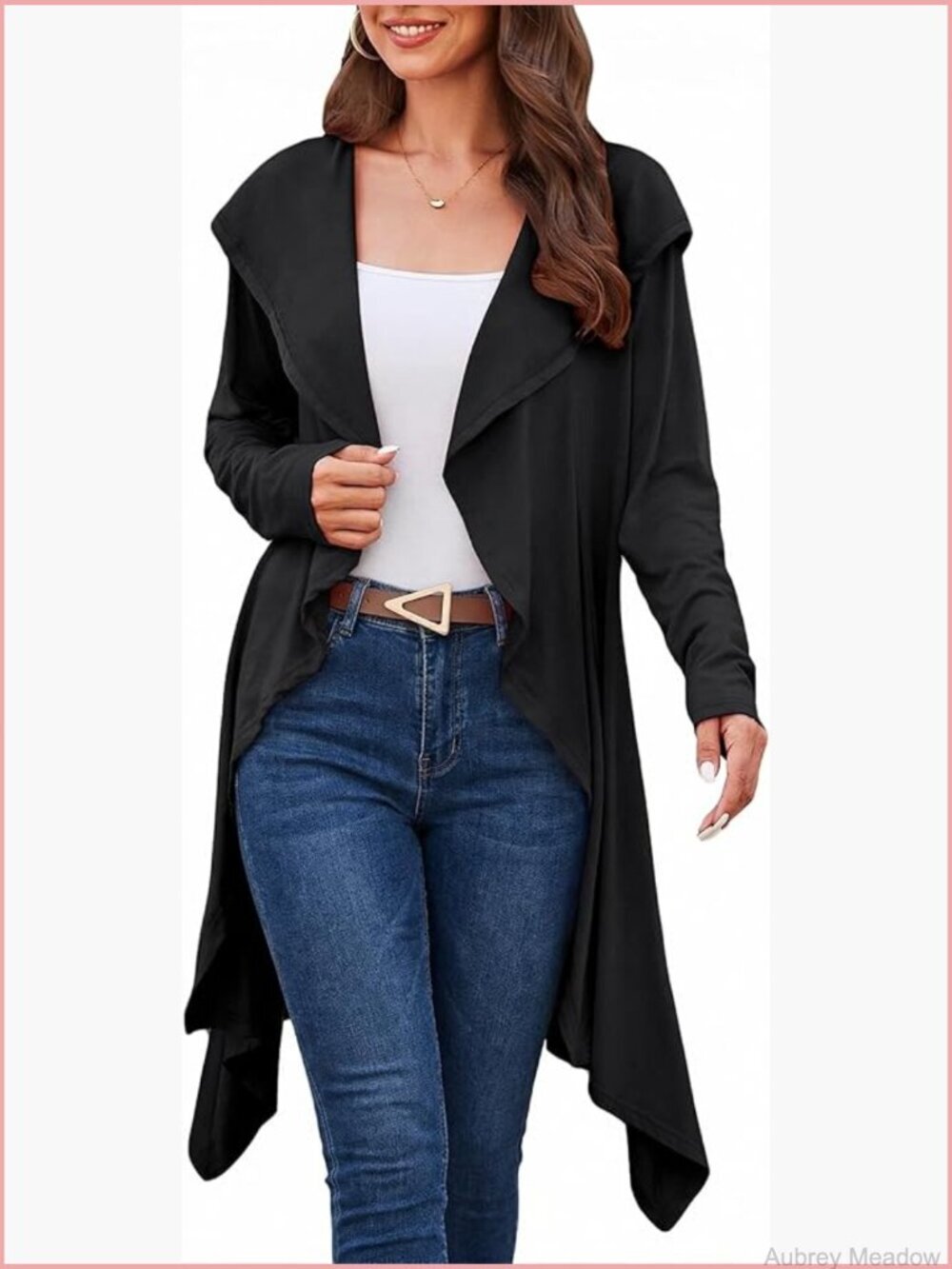 Long Hooded Cardigan Open Front Duster with Pockets Lightweight